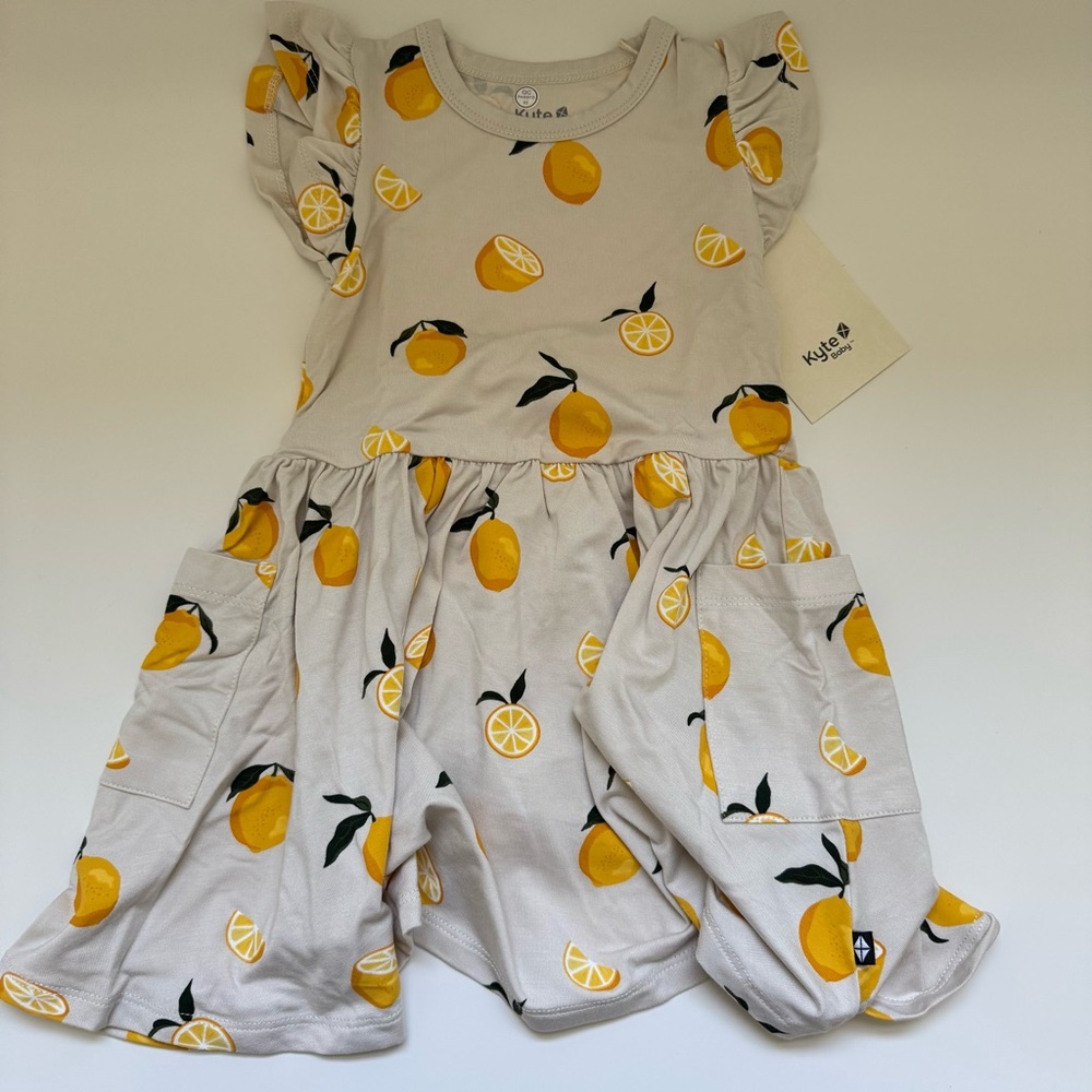 Kyte BABY Lemon Print Toddler Pocket Dress